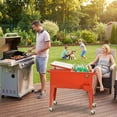 thumbnail image 2 of Biotree Portable Outdoor Patio Rolling Cooler Cart with Wheels and Drain Plug Ice Chest Cart for Party Beach Camping, Red, 2 of 11