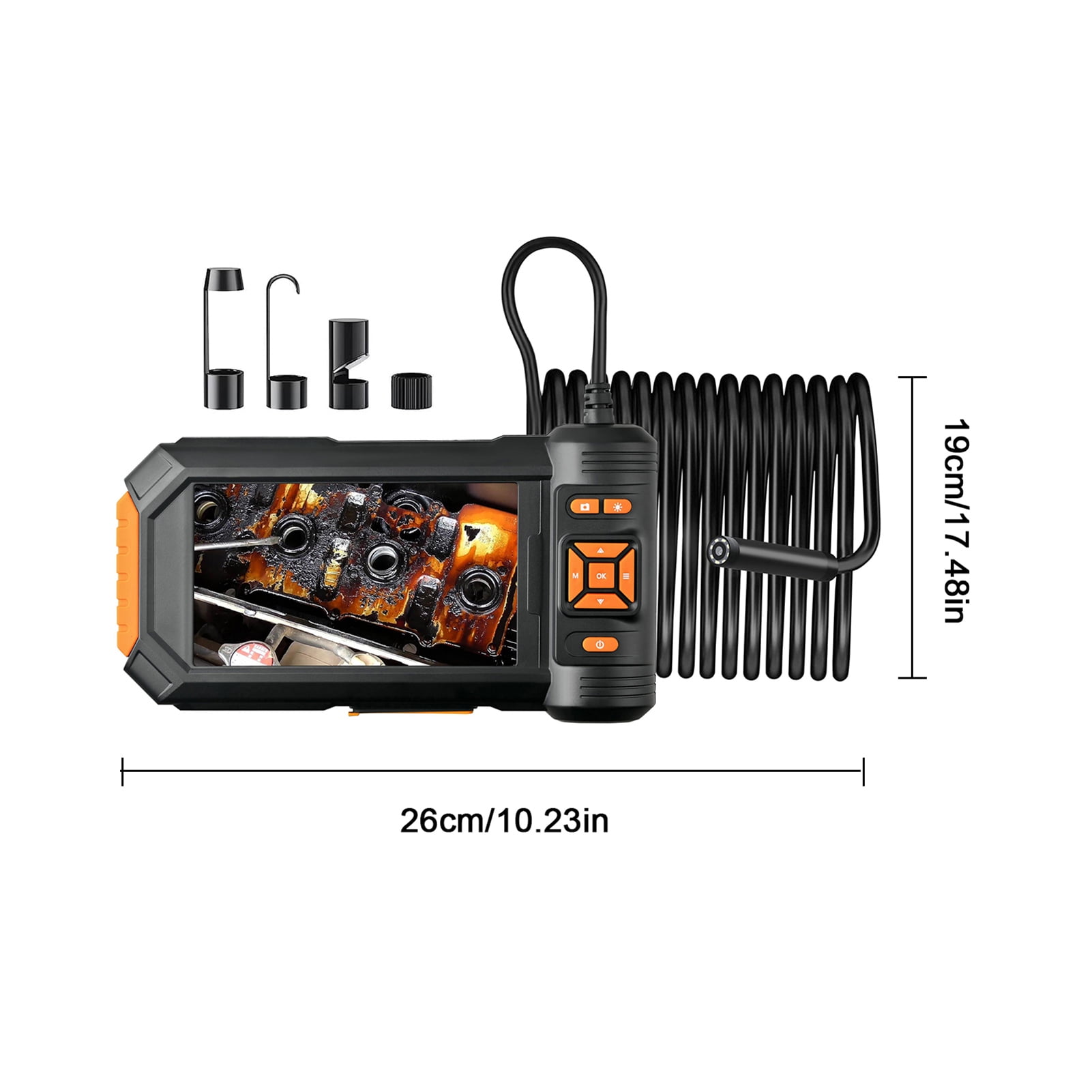 Borescope Endoscope Camera With Light, HD 1080P Borescope With 5'' LCD Screen 8 Adjustable LED Lights Bracket, Single-Lens Inspection Camera With 16.4ft  Cord, Black