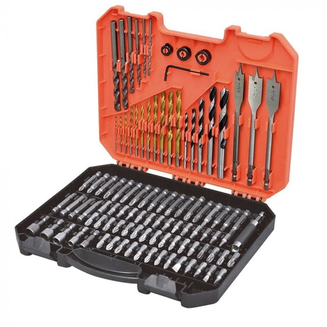 Juego de Brocas y Puntas 100 Piezas Adir 12566 - Kit Profesional HSS para Metal, Concreto y Madera - Incluye Estuche Organizador Rígido