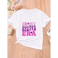 thumbnail image 1 of Camiseta informal de cuello redondo para niña, mezcla de algodón con ligero estiramiento, top de punto de verano, corte regular, con estampado "In My Double Digits", para niñas de 12 años en adelant, 1 of 5