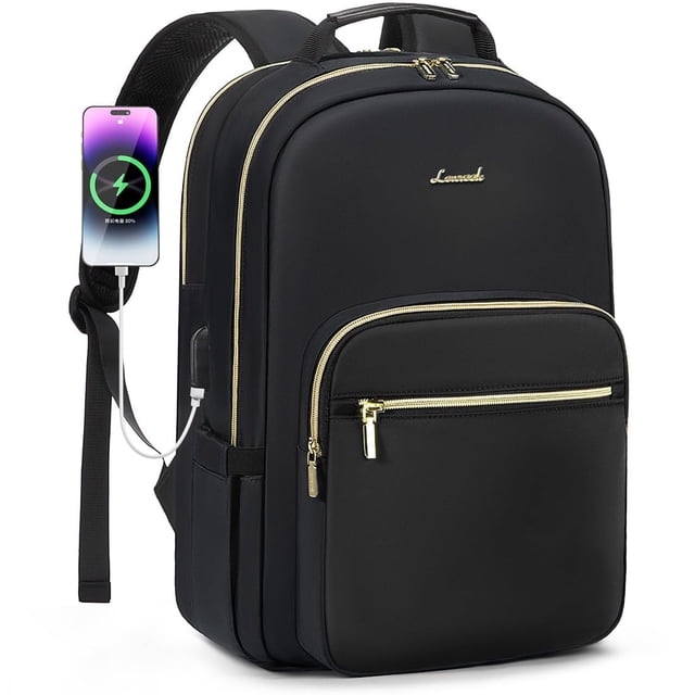 Mochila para portátil LOVEVOOK para mujer, 15.6 pulgadas, impermeable, negra