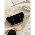 thumbnail image 7 of Women's Black Velvet Evening Clutch Purse with Rhinestone Studs and Metal Handle, 7 of 7