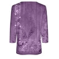 thumbnail image 5 of Brnmxoke Women's Boho 3/4 Sleeve Floral T-Shirts Vintage Button V Neck Tops Dressy Casual Tunic Top Loose Fit Business Work Tees Purple,XL, 5 of 5