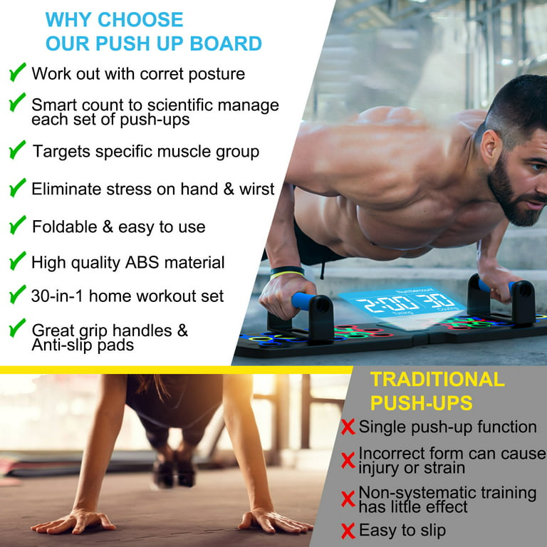 Push up Board, Portable Push up Bar with Auto Timing & Counting, Home Workout  Equipment Push up Board for Men and Women with Resistance Bands, Strength  Train Chest Tricep Back Workout 