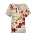 thumbnail image 3 of ASDFVBKG Women Summer Tops Comfortable Short Sleeve V-Neck Shirts Fashion Solid Relaxed Fit Loose Fit Outfits Red XL, 3 of 6