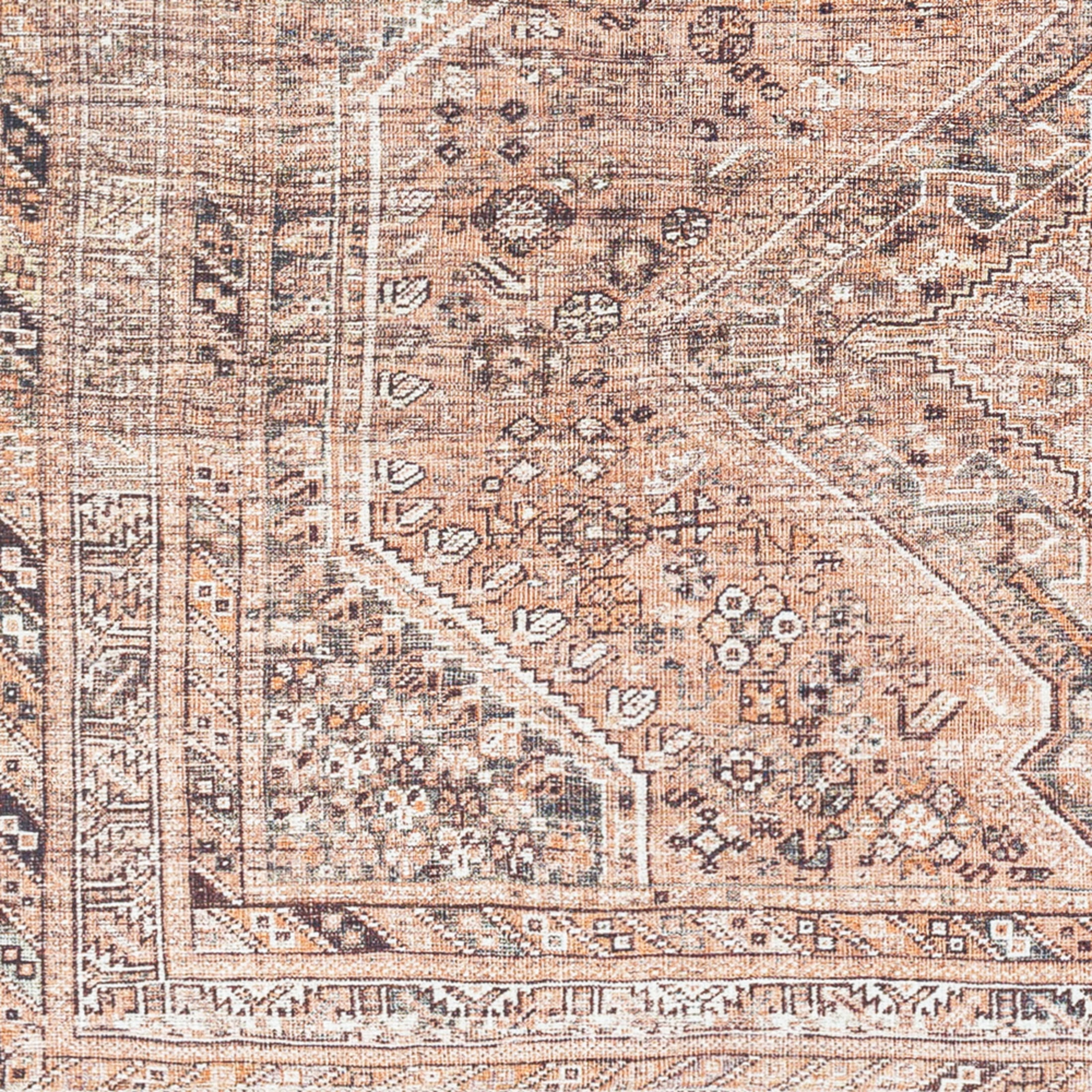 Livabliss Washable Rugs for Living Room, 7x9 Amelie Traditional Light Brown Area Rug, Bedroom Dining Room Home Decor Stain Resistant Carpet (6'7" x 9')