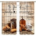 thumbnail image 2 of Rustic Kitchen Curtains, Farmhouse Retro Coffee Time Latte Cafe Bread Wooden Plank Cottage Country Window Drapery Treatments for Dining Room Bedroom Living Room 2 Panels, 42"x54" Inch, 2 of 5