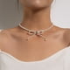 thumbnail image 2 of Collar con borlas de perlas y lazo de diamantes, estilo europeo y americano, cadena de clavícula con forma de hada, 2 of 6