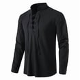 thumbnail image 6 of Mens Renaissance Shirt Medieval Pirate Viking Halloween Costume Gothic Steampunk Retro Long Sleeve Lace Up Shirts, 6 of 7