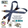 thumbnail image 2 of Holdup Brand USA made Dark Denim Casual Series Suspenders are 1 1/2" wide with Y-back style and Patented No-slip Silver Clips, 2 of 4