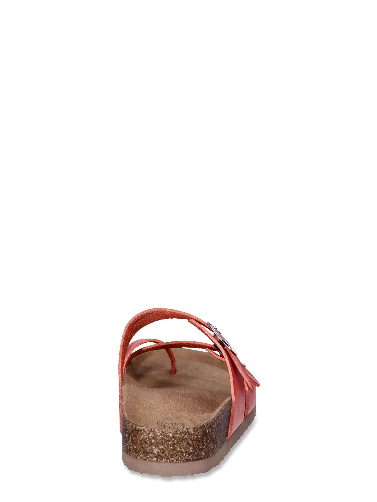 Time and Tru Women's Asymmetric Strap Flat Footbed Sandals, Sizes 6-11, Wide Width Available
