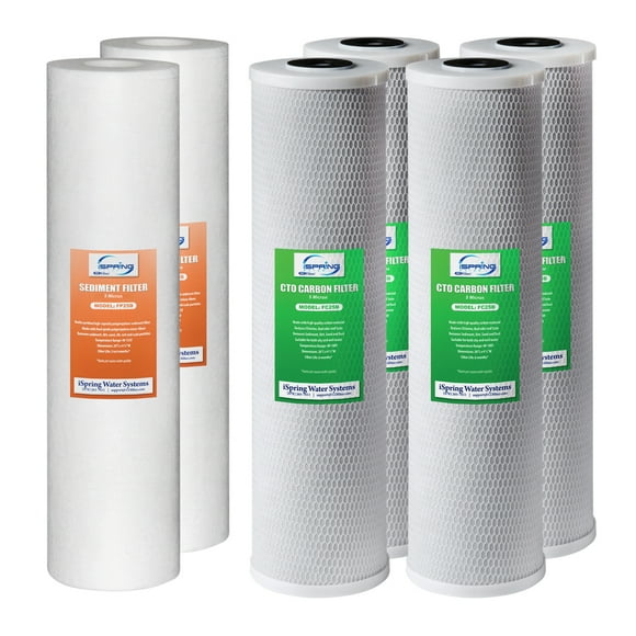 iSpring F6WGB32B Replacement Filter Pack for 3-Stage 20 inch Whole House Water Filter, 1-Year Supply, Fits WGB32 Series