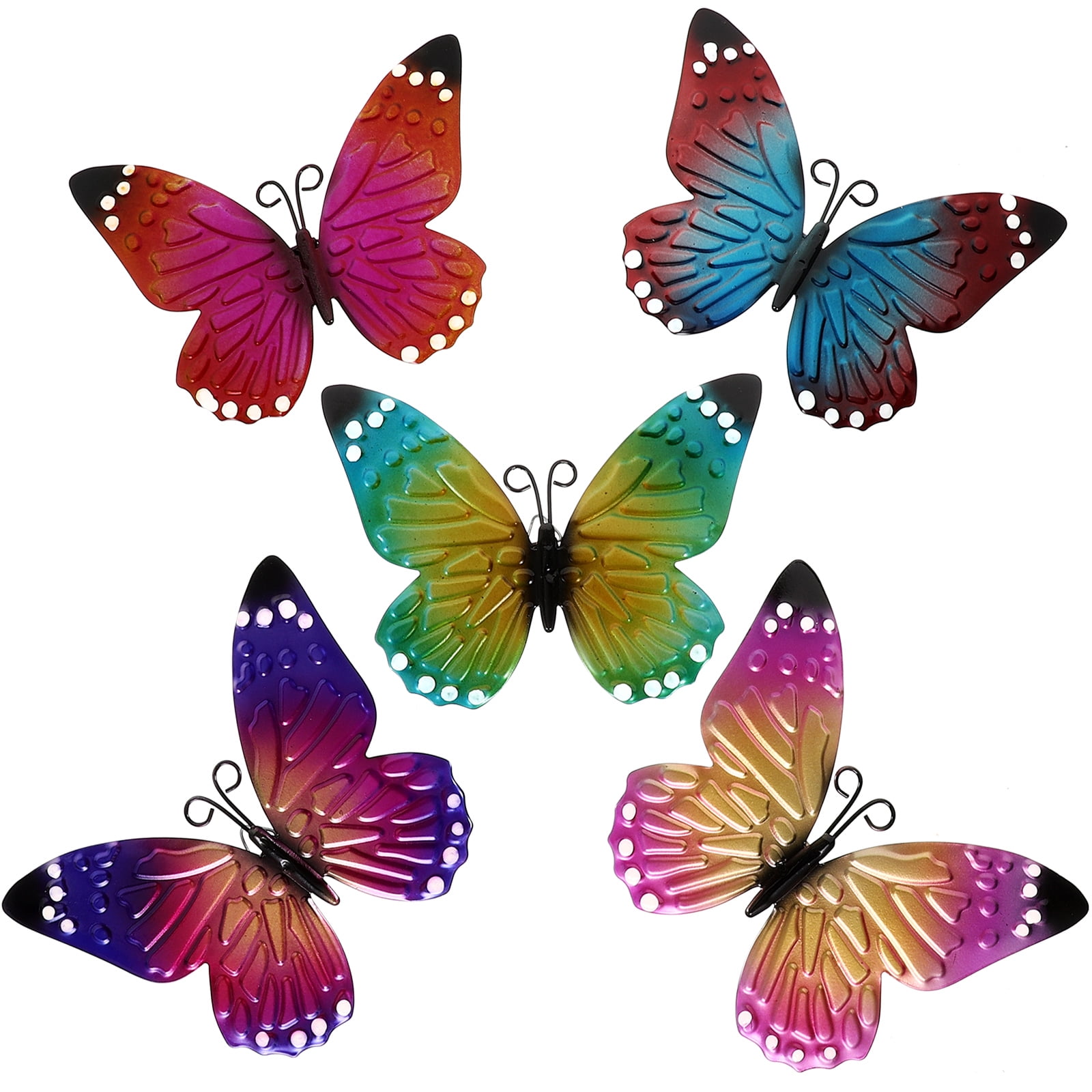 5Pcs Metal Butterflies Wall Art Decor Indoor Outdoor Wall Hanging