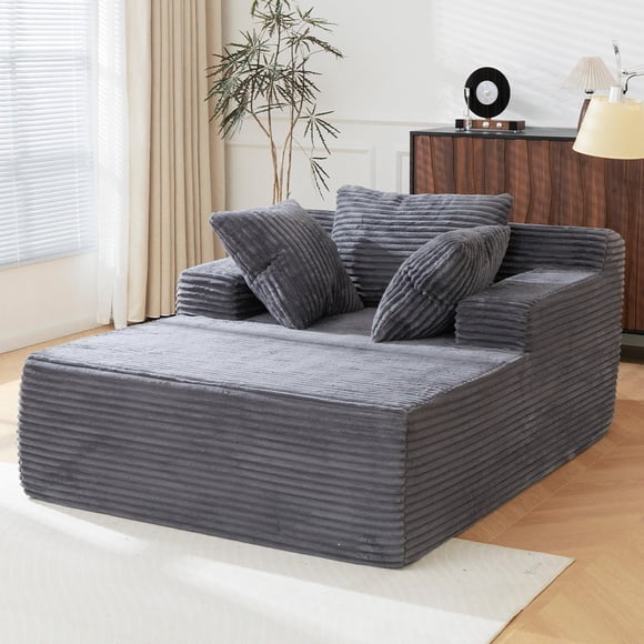UTILIA Sillón para Interior, Asiento Profundo Tapizado en Tela de Pana Suave, Diseño Acolchado Envolvente, Espuma de Alta Densidad y Base Antideslizante de Gran Firmeza, Uso Diario, Gris Oscuro