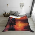 thumbnail image 7 of Salouo Sunset River Western Cowboy Print Throw Blanket Gifts for Women Men Soft Flannel Blanket for Home Living Room Decor Bedroom Blanket Gifts for Mom Dad -80"x60", 7 of 7