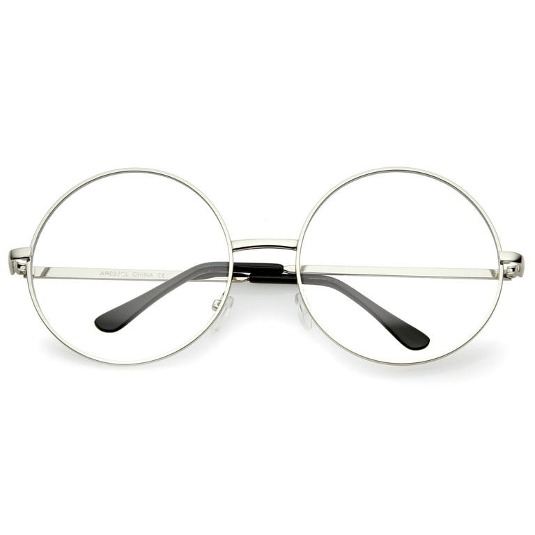 Zerouv large oversized metal frame sale clear lens round circle eye glasses
