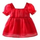 thumbnail image 4 of Vestido De Niña, Vestido De Princesa De Niña Con Cuello Cuadrado Rojo Para Fiesta De Boda, 4 of 8