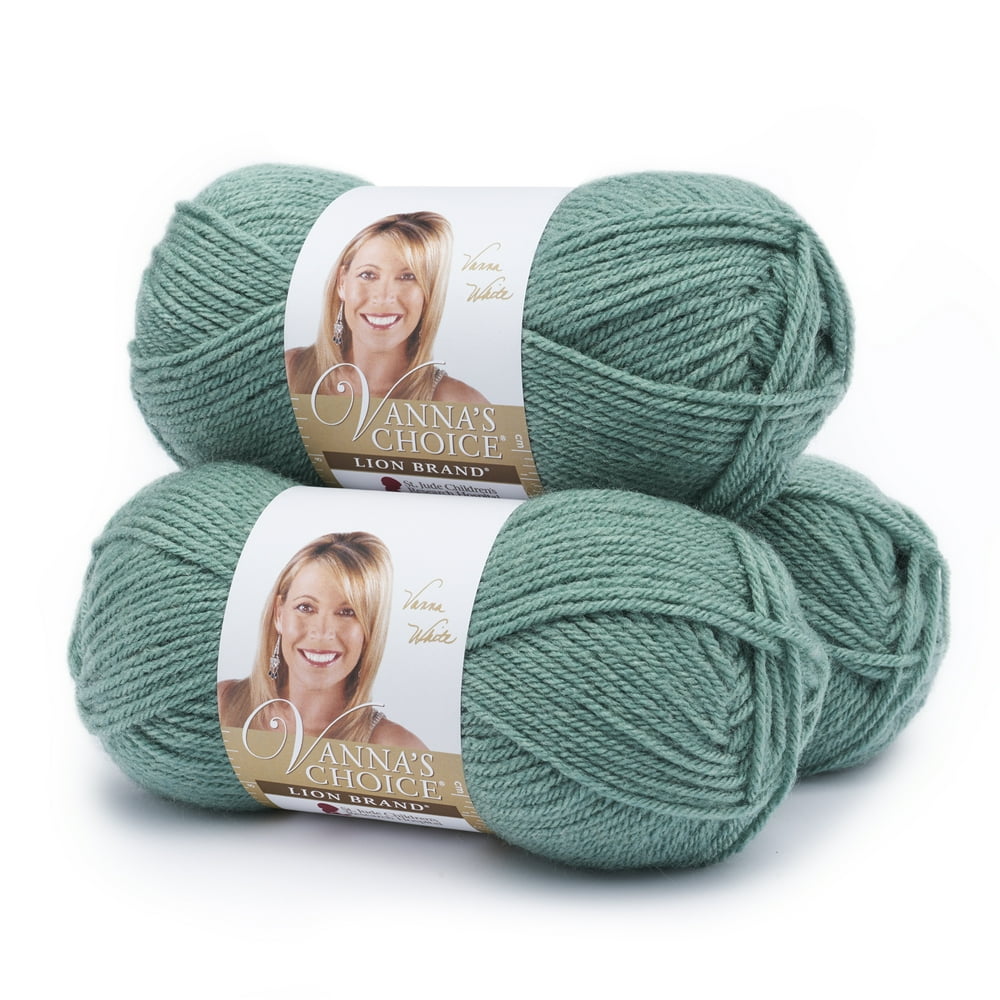 Lion Brand Yarn Vanna's Choice Sage Basic Medium Acrylic Green Yarn 3
