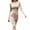 Khaki, variant on Fesfesfes Women Dress Casual Long Sleeve Round Neck Solid Drawstring Dress