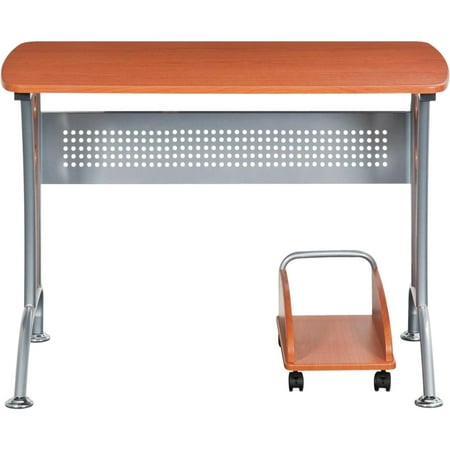 Techni Mobili Computer Desk with Mobile CPU Caddy, Dark Honey