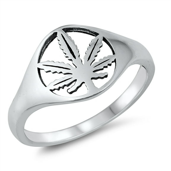 Marijuana Pot Cannabis Wholesale Ring .925 Sterling Silver Band Jewelry Female Male Unisex Size 5