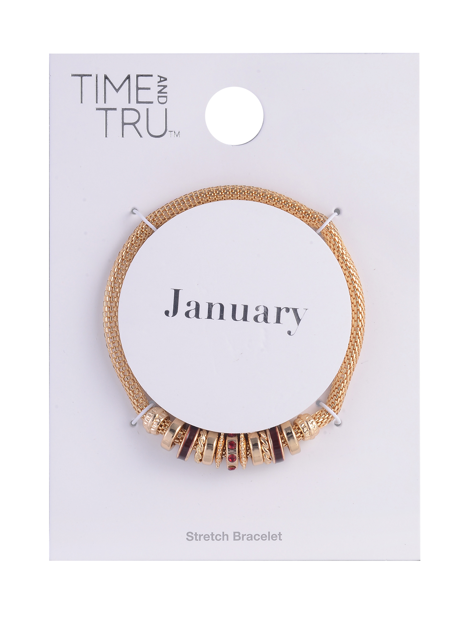 Time and Tru Goldtone Chain with Garnet Birthstone "January" Bracelet