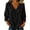 02# Black, variant on Women Linen Tops Ihhxva Cotton Loose Fit V-Neck Blouse 3/4 Dolman Sleeves Oversized Casual Summer Tunic Flowy Beach Shirt S-2XL