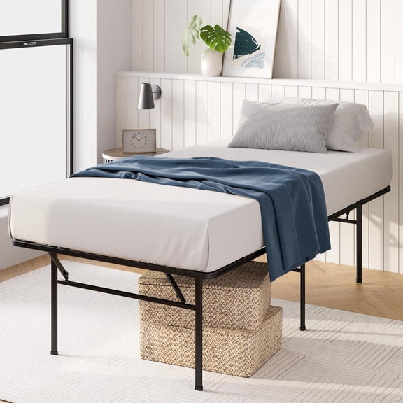 SmartBase Heavy Duty Mattress Foundation, 18 Inch Metal Platform Bed Frame, No Box Spring Needed, Sturdy Steel Frame, Underbed Storage, Twin XL