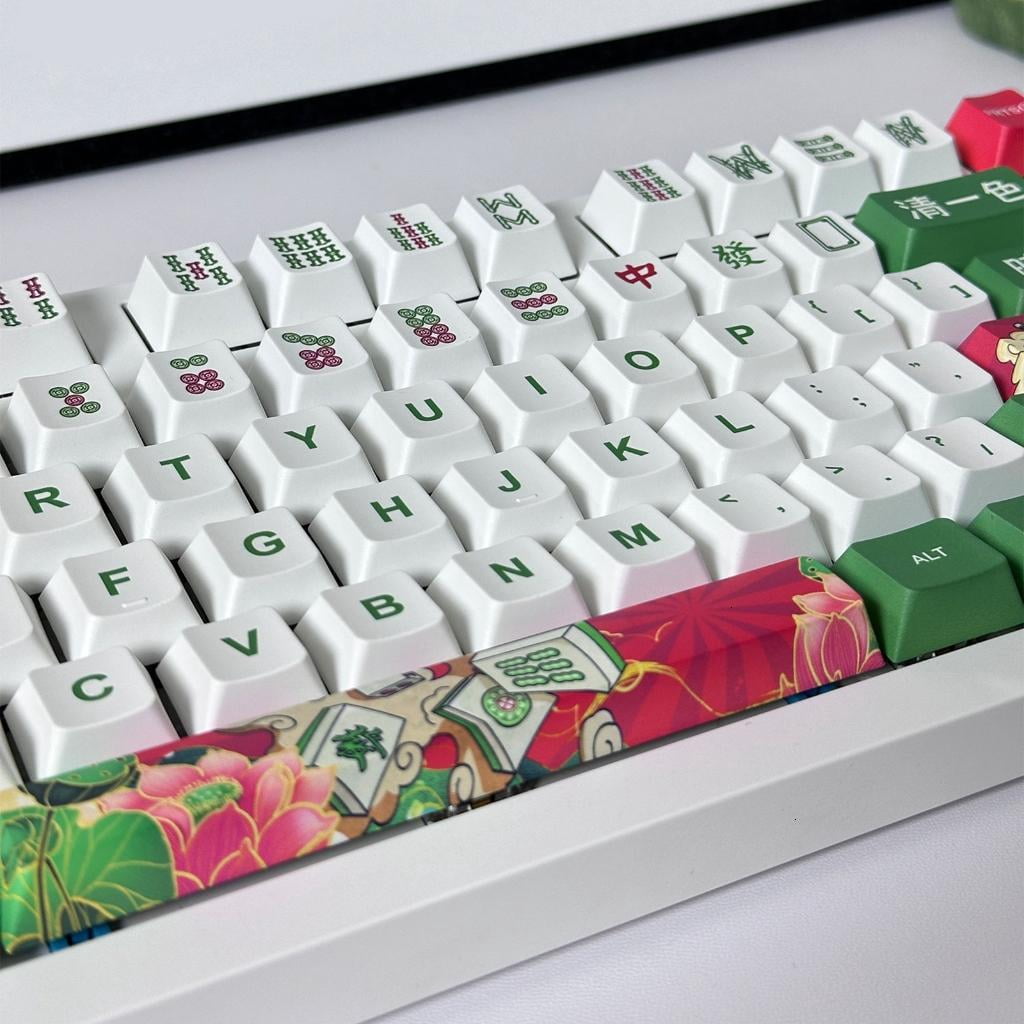 Mahjong Keycaps Original Height Square Keycap Heat Sublimated for Mechanical Keyboard Switches Keycaps Replacement