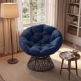 thumbnail image 2 of Gymax 360-Degree Swivel Papasan Chair Round Wicker Lounge Chair w/Thick Cushion&Metal Frame Navy Blue, 2 of 10