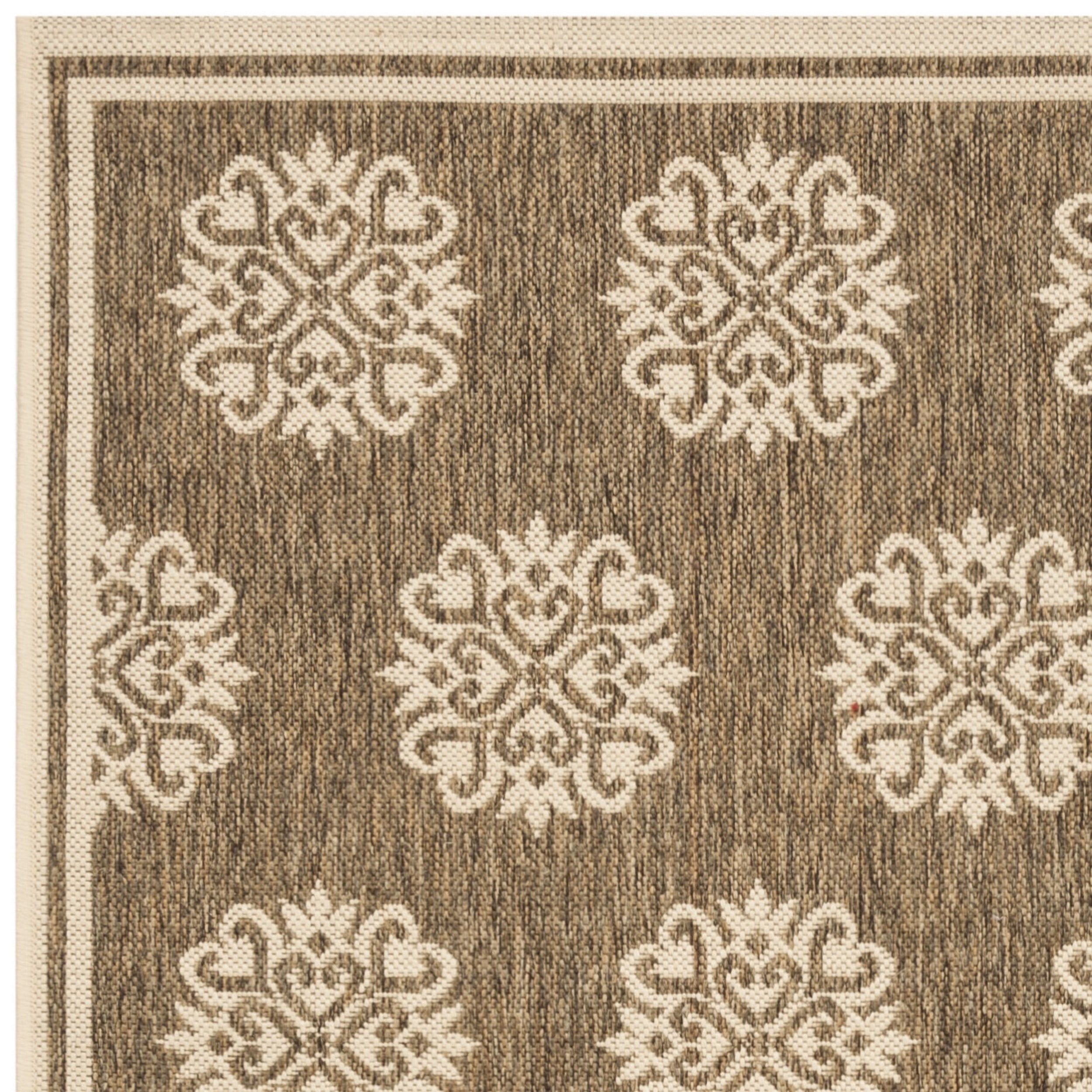 Safavieh Linden Rug Collection GeometricPower Loomed Beige/Cream Floral, Medallion, Border Area Rugs, 6'7" X 6'7" Square, Stain Resistant
