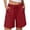 #0376-Red, variant on Favoffer Women Cotton Linen Casual Shorts Elastic Drawstring Waistband Side Storage Pockets Mid Thigh Length Lightweight Solid Color Bottoms for Daily Travel Beach Casual Activities