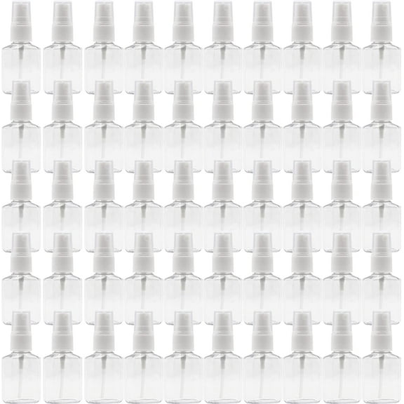 50 Pack 1 oz/30ml Empty Mini Clear Plastic Spray Bottles With Lid Fine Mist Travel Size Bottle Refillable Liquid Containers for Cosmetics,Perfumes,Sample,Eyeglass Cleaner,30pwbj