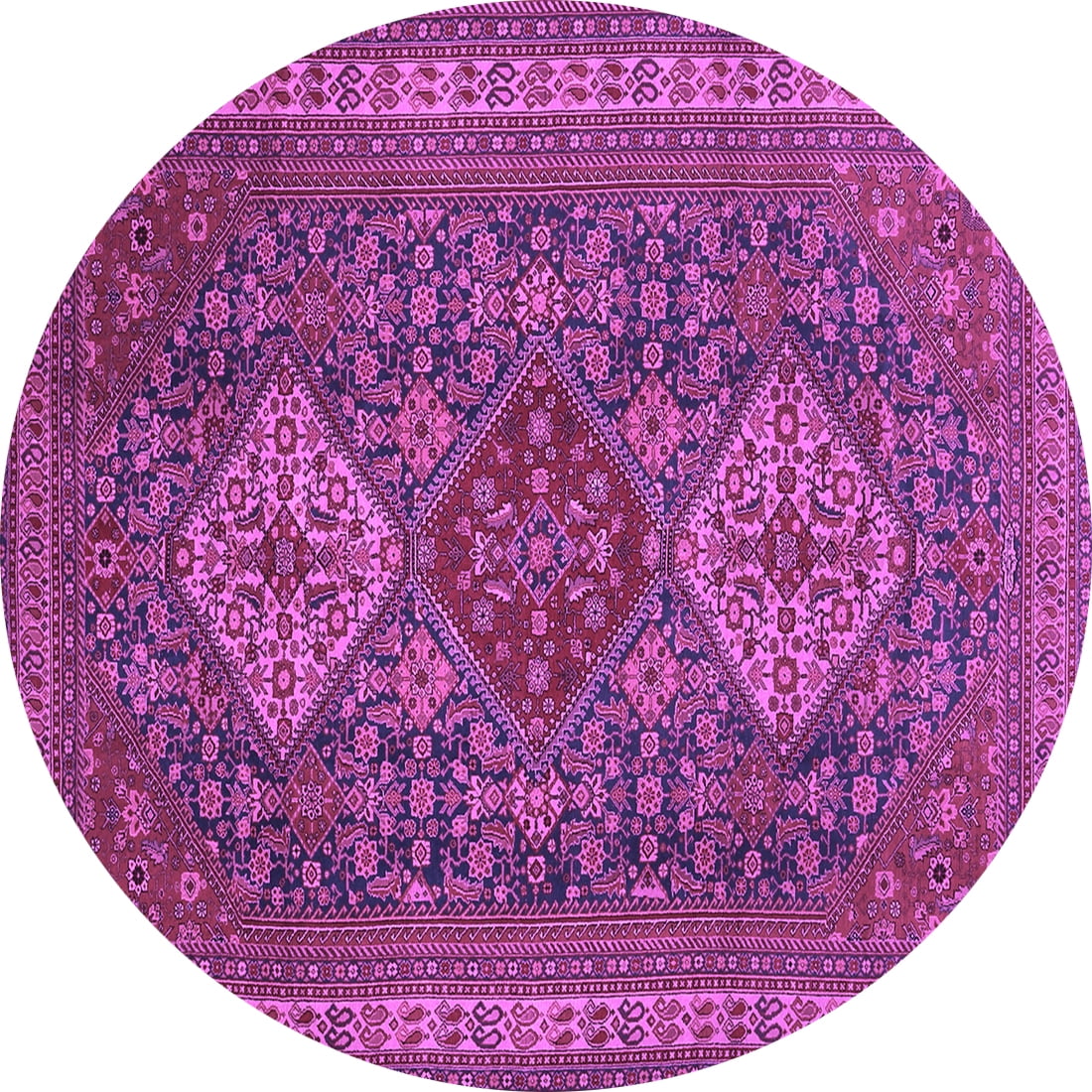 Ahgly Company Indoor Round Persian Purple Traditional Area Rugs, 8 ...