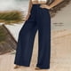 thumbnail image 2 of Pantalones casuales de lino con cintura elástica, modernos y casuales, para mujer., 2 of 4