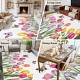 thumbnail image 5 of Area Rug for Living Room, Tulips Spring Floral Non-Slip Indoor Large Carpet for Bedroom/Dining Room, Pastoral Flowers Butterfly Farmhouse Washable Low-Profile Rectangle Floor Runner Rugs - 5 x 7 Ft, 5 of 7