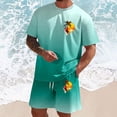 thumbnail image 2 of KKBOTIVE Mens 2pc Outfit Set Button Down Crewneck Short Sleeved Tops and Shorts/trousers 2 Piece Summer Suits Adults, Light Green Size: M, 2 of 4
