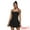 Black, variant on Women's Tennis Dress with Built-in Bra Side Slit Slips Dresses L Brown