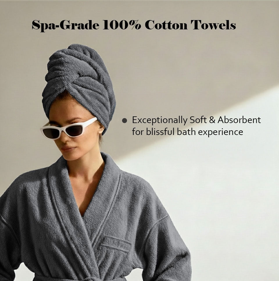 Superior Miami 100% Cotton Lightweight 6-Piece Towel Set, Charcoal