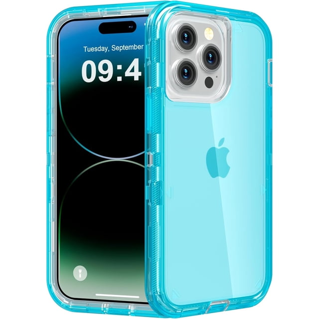 Heavy Duty Shockproof Protection Phone Cases, Anti-Drop, Triple Layer Transparent Protective Cover Compatible with iPhone 15 Pro