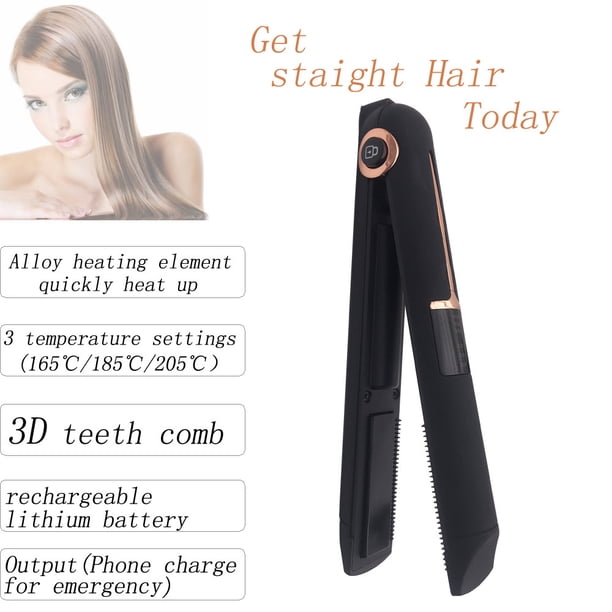 Rizador de cabello portátil mini rizador de cabello de carga inalámbrica USB férula eléctrica rizador recto de doble propósito no daña el flequillo de aire