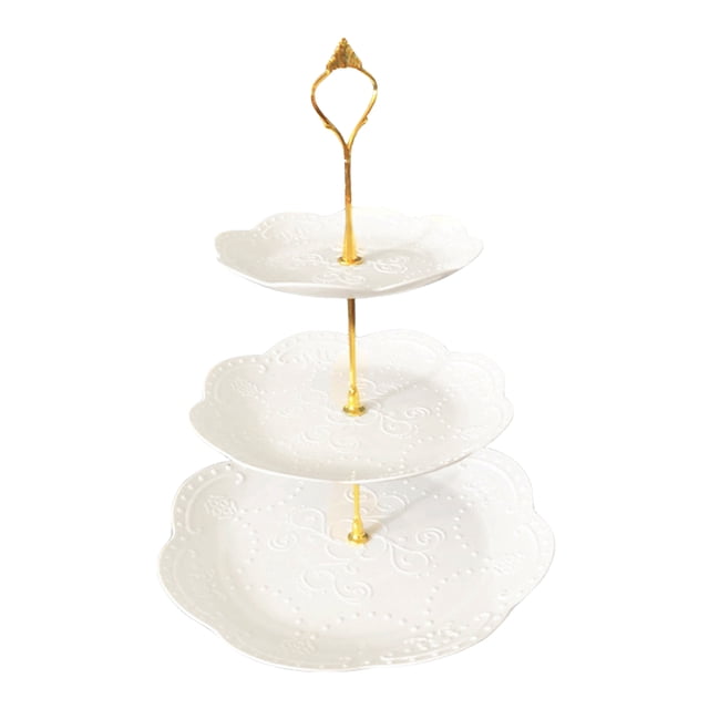 European Embossed 3 Tier Cake Stand Multifunctional Dessert & Display Rack For Home Party Afternoon Tea