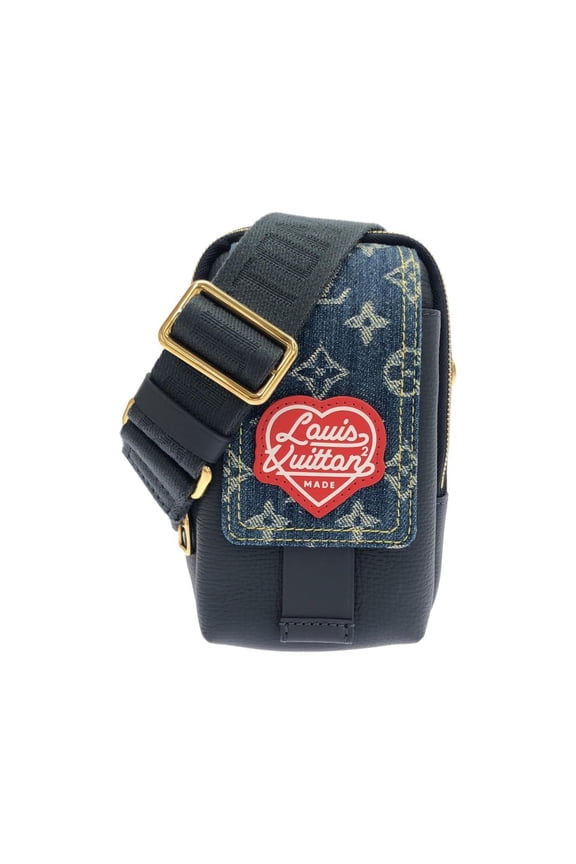 Pre-Owned Louis Vuitton Monogram Denim (LV Squared) Double Phone Pouch M81060 Handbag