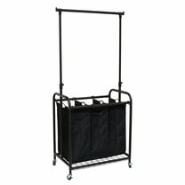 Oceanstar 3-Bag Metal Rolling Laundry Sorter with Adjustable Hanging Bar, Bronze