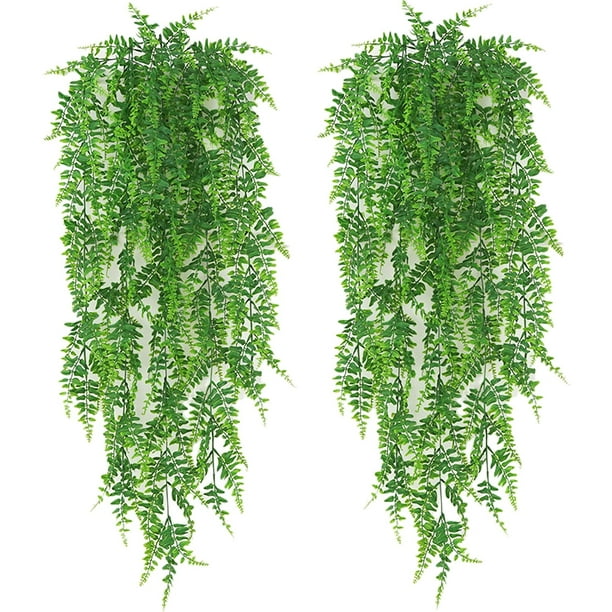 Piezas 1.22m Plantas Artificiales Colgantes Plantas Colgantes Helecho Artificial Hojas Verdes Plantas de Follaje Plantas de Plástico Plantas Trepadoras Persas para Exterior Balcón Pared Boda Jardín Decoración Vhermosa HFP-0245