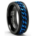 thumbnail image 1 of Bague Anti-Stress à Maillons de Chaîne Gourmette en Acier Inoxydable pour Homme, Anneau d'Anxiété Noir Bleu 8 mm, 1 of 4