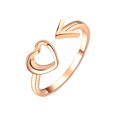 thumbnail image 2 of WREESH Ladies Fashion Minimalistic Heart-shaped Arrowhead Creative Hollow Out Open Ring, 2 of 3