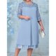 thumbnail image 4 of Vestido de con Bordado Floral y 1/2 para Invitada de Boda, Talla Grande, para Mujer. Azul 2XL, 4 of 6