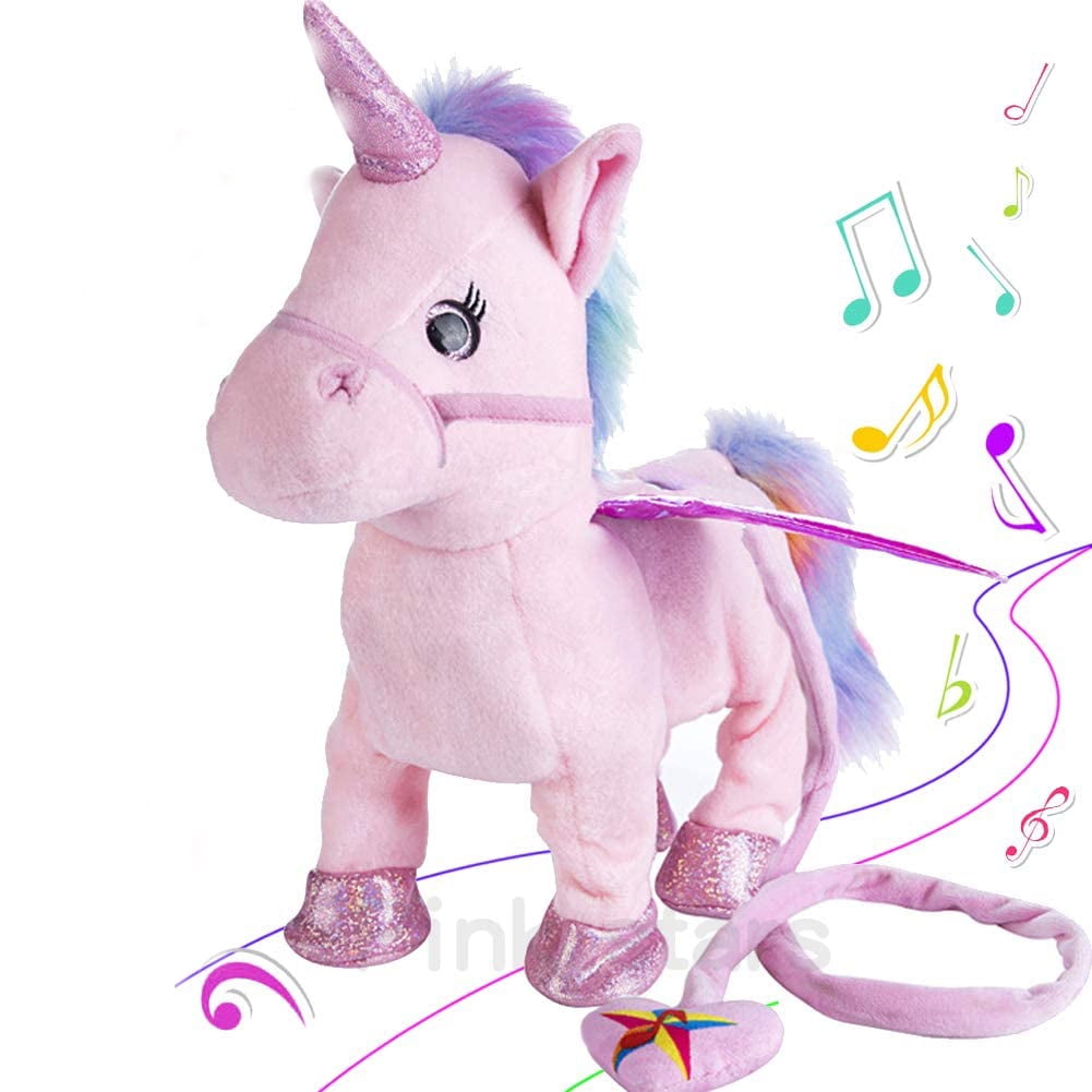 Electric Unicorn Pet Kids Leash Plush Pink Wings Stuffed Animal Toy,Sing Song Walk Twisting Super Cute Ass Unicorn Child Girl Baby Accompany Sleeping Animal Soft Toys Gift 