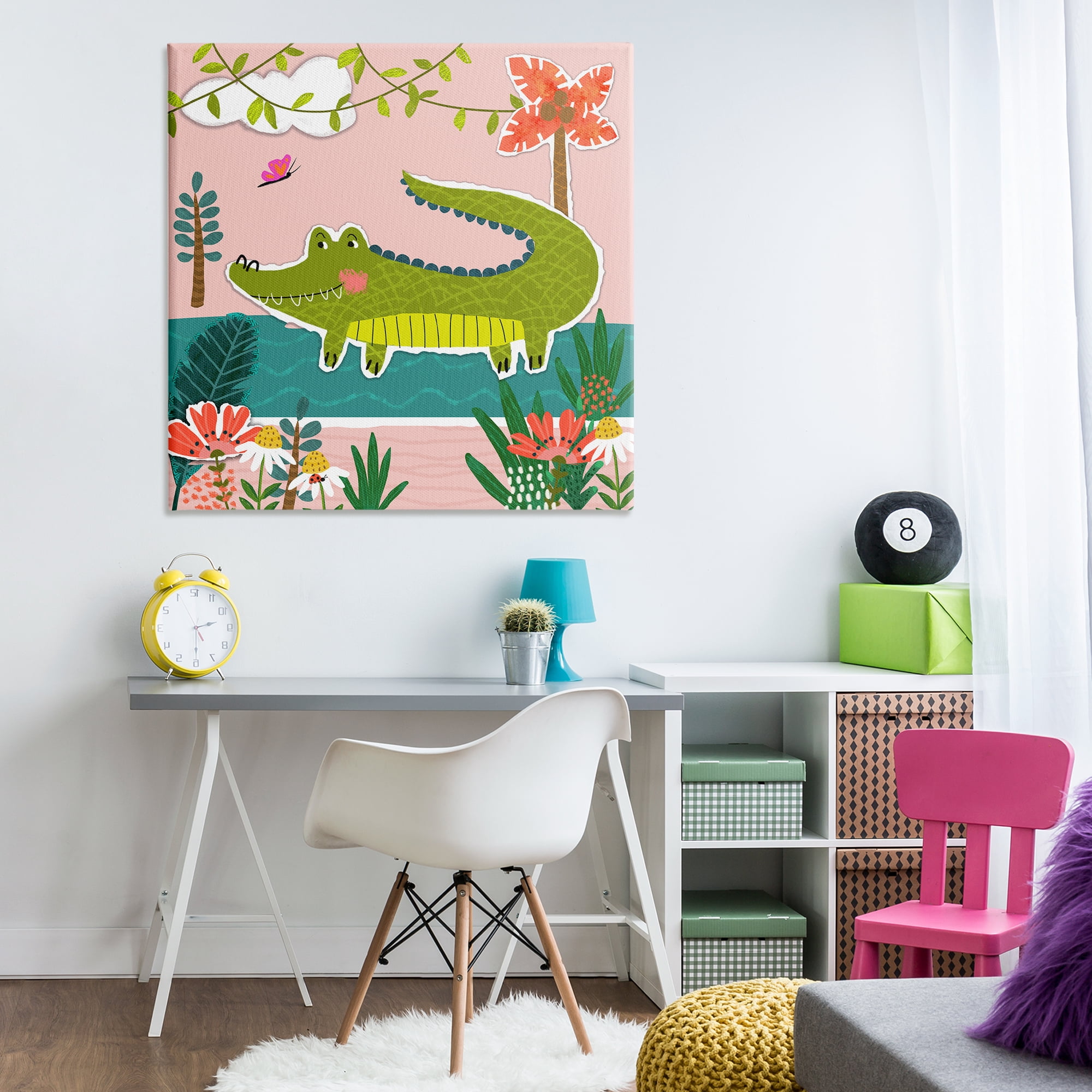 Stupell Industries Alligator In Swamp Animals Painting Wrapped Canvas Art Print Wall Art, 36 x 36
